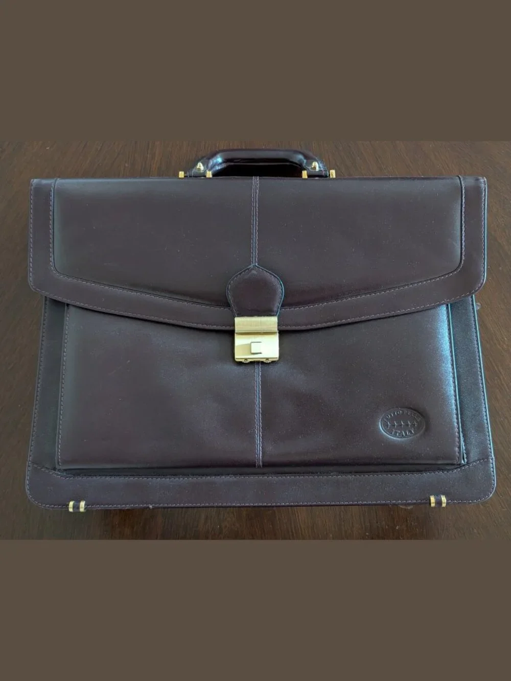 LNWOT Made in Italy Dark Brown Leather Briefcase Tutto Pelle MSRP $900